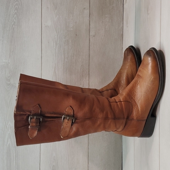 Clarks Women Tamro Spice Tan Leather Tall Riding Moto boots shoes sz 9M - Picture 2 of 14